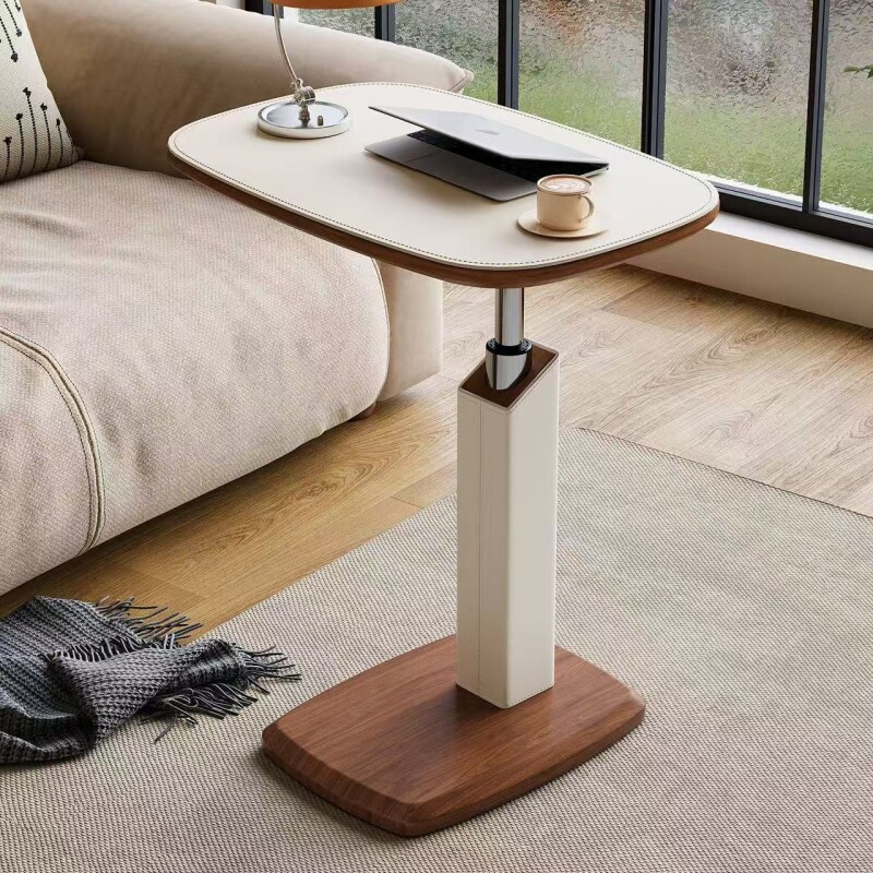 可升降马鞍皮沙发边几客厅家用小茶几角几床边桌迷你翻转电脑桌