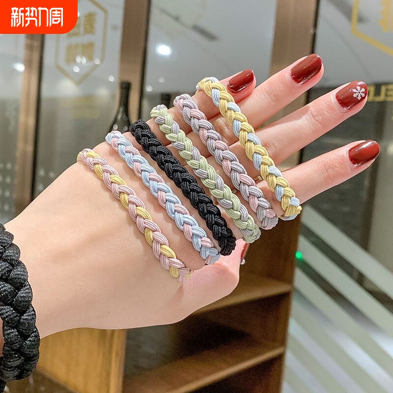 发绳手工编制麻花辫头绳高弹力橡皮筋简约可爱发圈编织便宜编发
