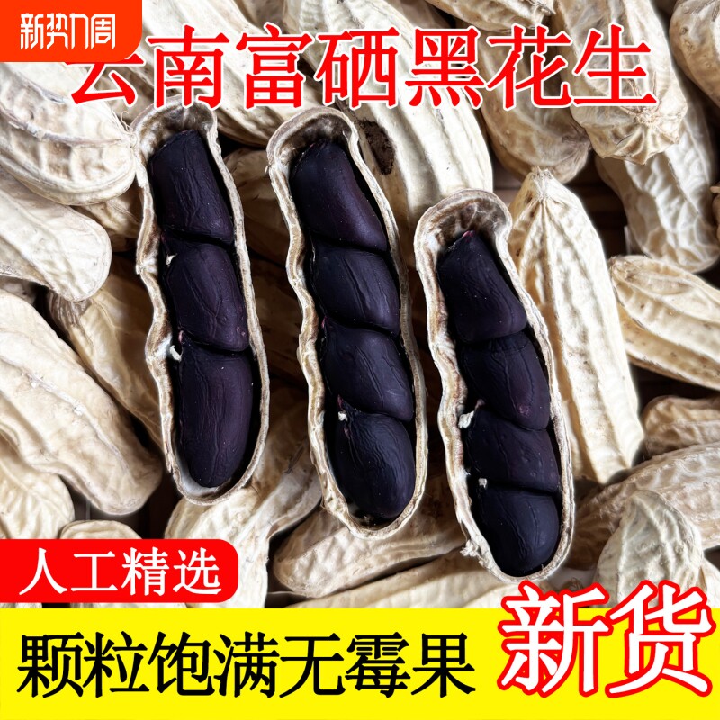 富硒黑花生带壳2025云南普洱特产晒干生熟花生米炒货七彩年货健康