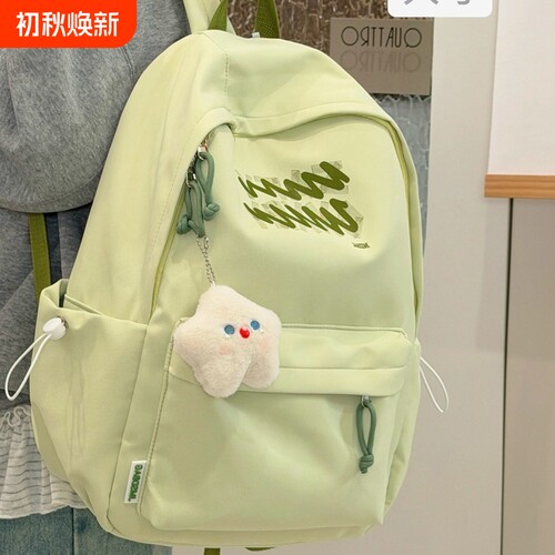 书包日系ins风简约休闲女大学生双肩包百搭旅行背包黑色蓝色帆布
