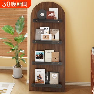 报刊架家用落地杂志收纳门口资料宣传页展示架轻奢木质唱片放置架