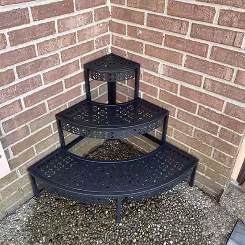 b铁艺庭院户外多层花架落地式阳台三层置物架多肉室内阳台花盆架