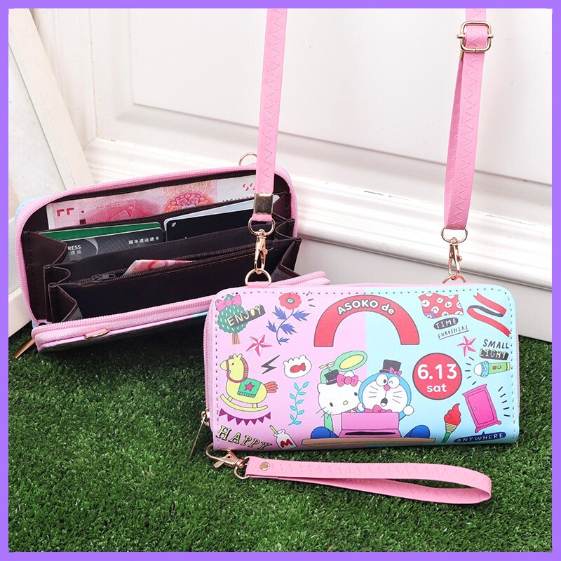 日韩hellokitty猫咪哆啦A梦卡通儿童手提钱包卡通女童斜挎零钱包