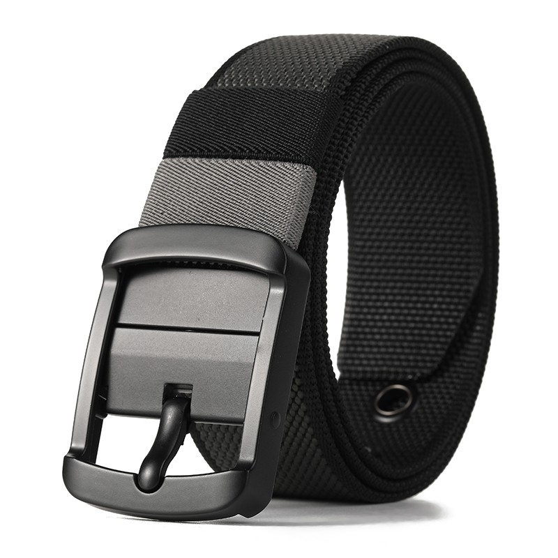 加厚双面尼龙皮带男士休闲旋转针扣帆布腰带百搭工装牛仔裤裤带潮