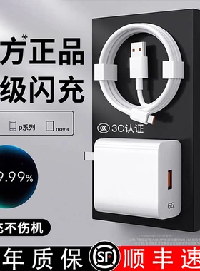 【官方正品】适用华为66W充电器头Mate60pro/50荣耀40超级快充Nova8/7/9/100w手机6A数据线120W原装插头696