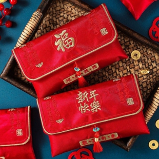 马年艺新年包布刺绣封万元红包儿童过年万元布红压岁袋2026春节贺