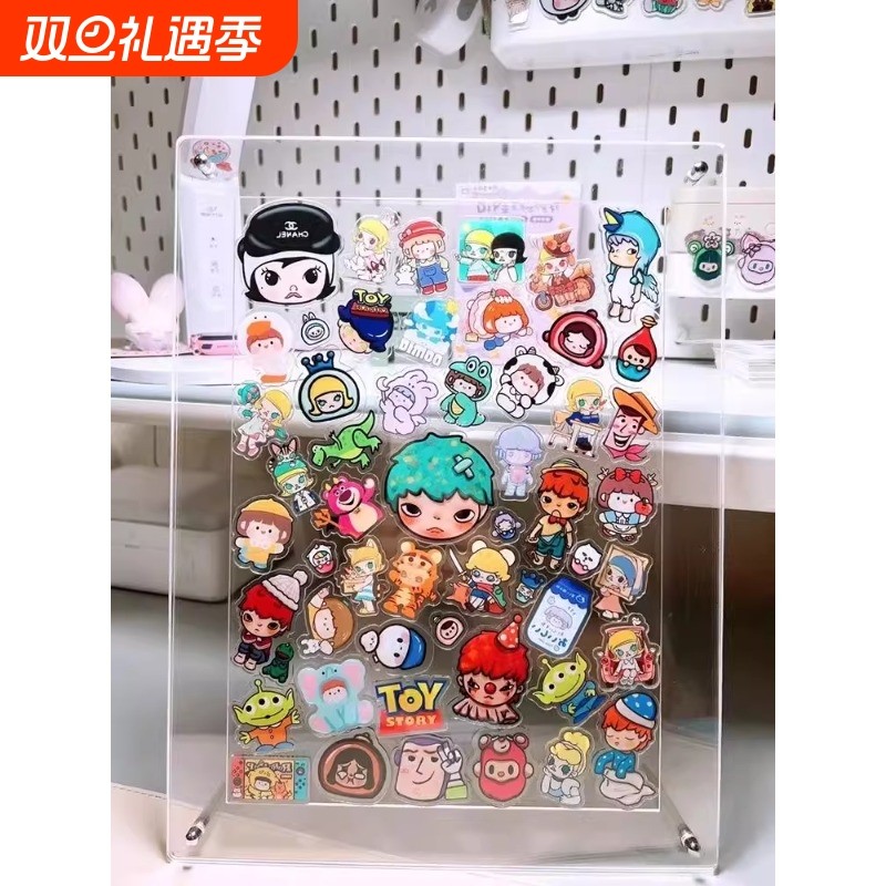 亚克力片片立牌收纳相框中空3层钥匙扣更换展示摆台双面透明