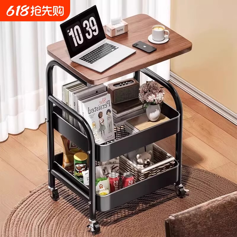 可移动小推车收纳置物架床头柜客厅沙发边几茶几零食收纳架子床边