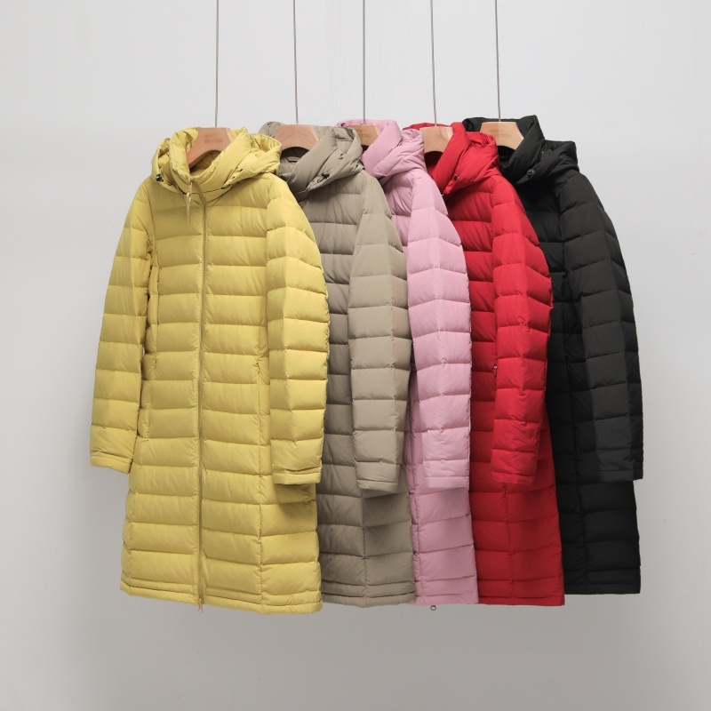 白鸭绒2025新款轻薄羽绒服女中长款秋冬季外套高端妈妈款黑色薄款
