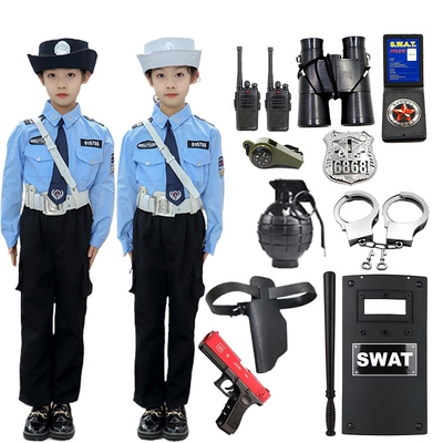 儿童军装警官玩具交警套装小孩制服衣服男女童小警察短袖演出服装