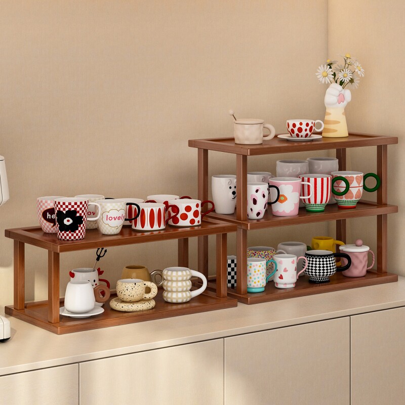 杯架桌面水杯茶杯展示收纳咖啡店吧台转角台面整理架子简约餐边柜