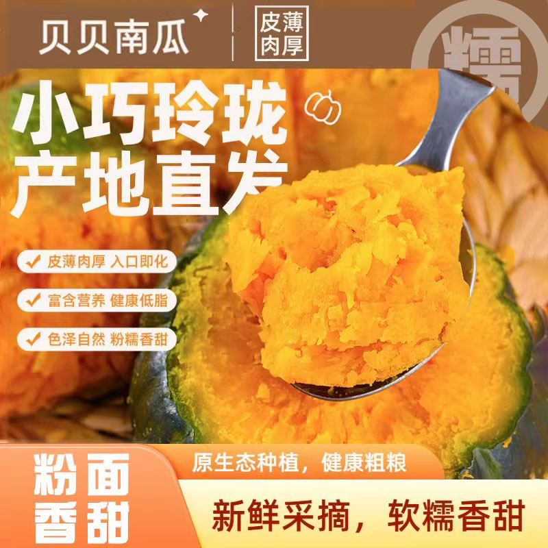 正宗贝贝南瓜新鲜板栗味小南瓜粉糯即食老瓜大果内蒙山东整箱批发