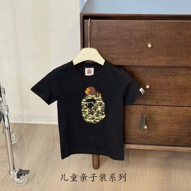 童装亲子装潮牌APE短袖t恤SHARK BAPE鲨鱼迷彩猿人头猿猴头猴子夏图片