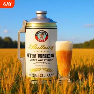 帕丁堡 原浆精酿啤酒桶装德式白啤2L*6大桶4斤高麦芽度全麦啤酒