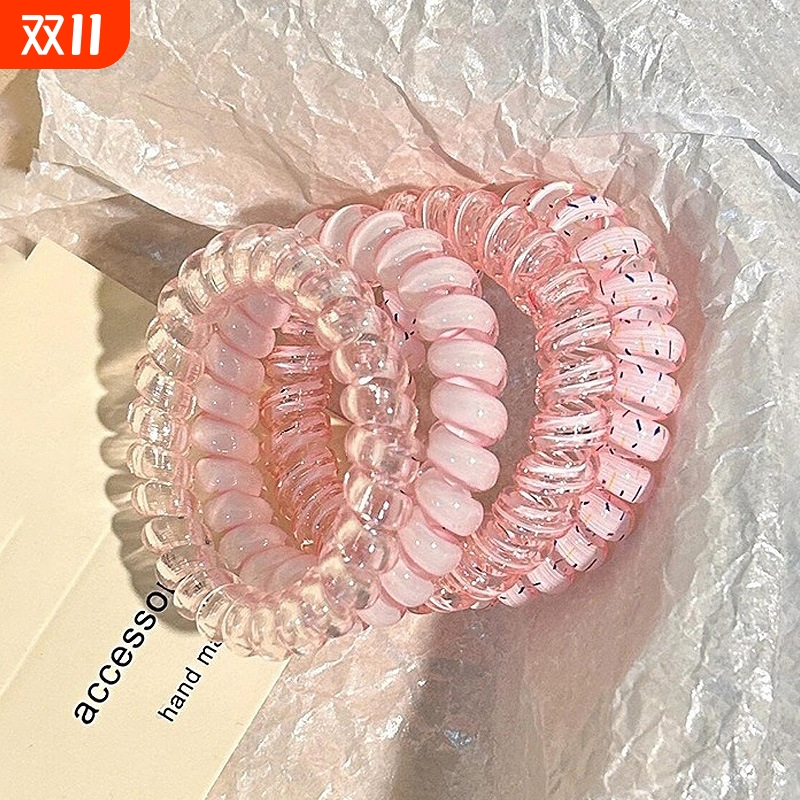 T发圈/电话线B1pq0-少女电话线发圈百搭发绳简约头绳扎头发圈