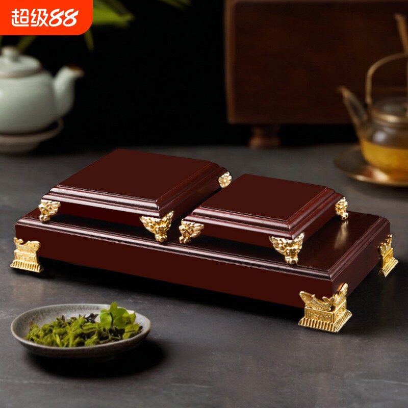 摆件底座佛像石头神像木托架财神爷正方形印章玉玺工艺品佛台垫高