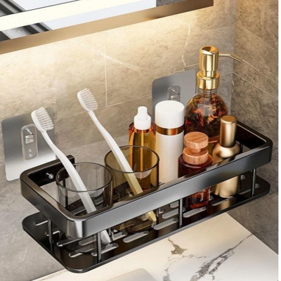 居家好物卫生间置物架浴室太空铝免打孔挂壁式无痕多规格