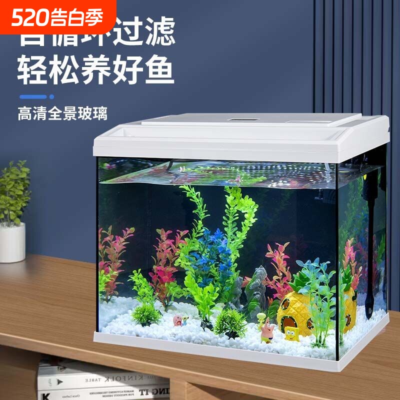 鱼缸客厅家用懒人免换水桌面玻璃中小型造景水族箱生态创意金鱼缸