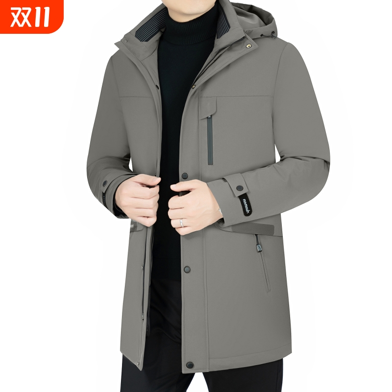 欧洲站羽绒服鹅绒男中长款冬季中年男装修身加厚男外套爸爸2266爆