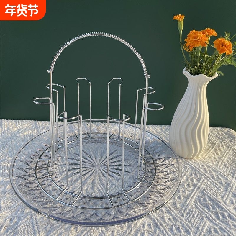 家用托盘6只玻璃杯架不锈钢沥水杯架子啤酒杯架倒挂套装高档杯子