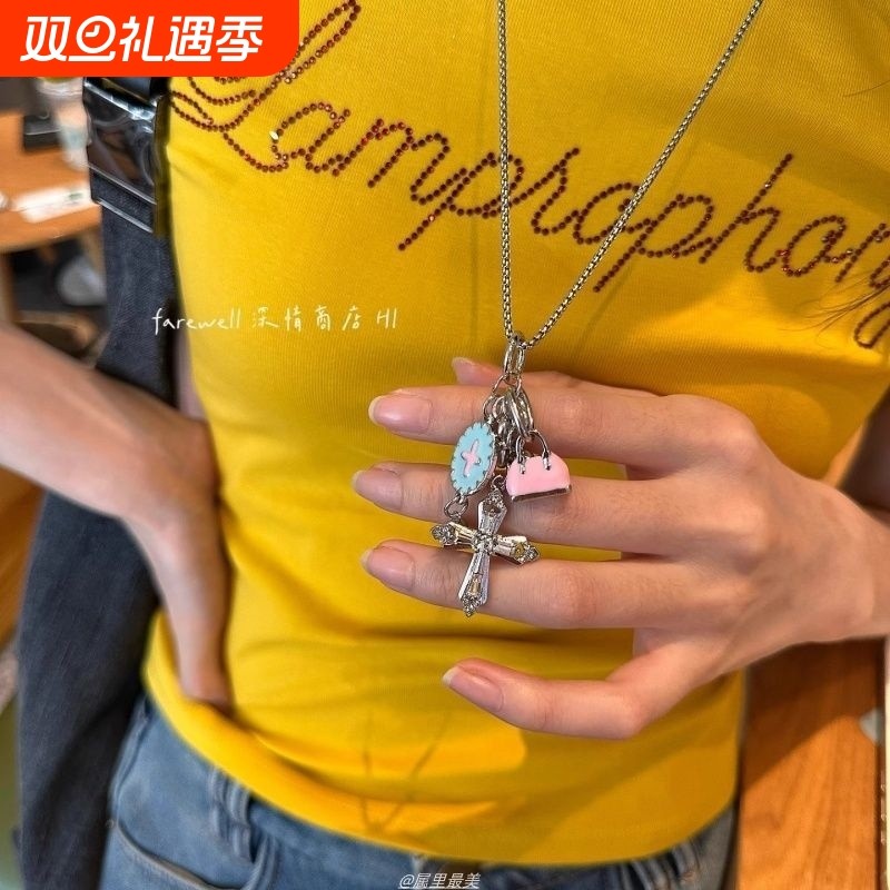 多巴胺项链女款2025新款甜酷十字架毛衣链小众独特颈链