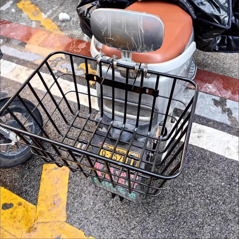 踏板车加粗车筐放书包头盔电动摩托车自行车后置框车篮电瓶车篓子