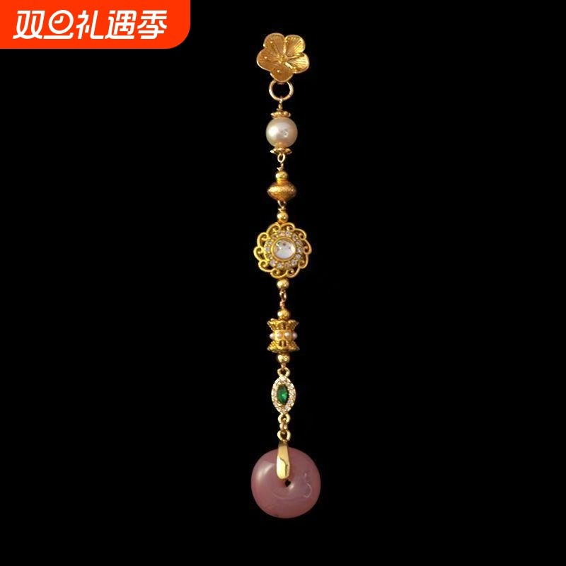 「繁花似锦」花朵压襟挂件新中式平安扣流苏胸针旗袍汉服配饰