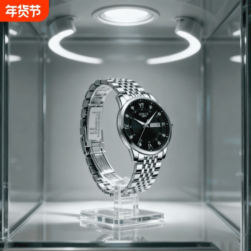 正品瑞士全自动非机械表手表男士学生韩版时尚潮双日历防水表夜光