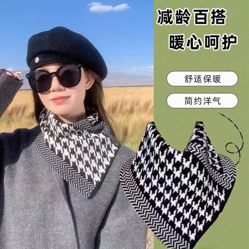 秋冬新款针织保暖围脖三角围巾假领子护颈时尚秋冬季保暖套头脖套