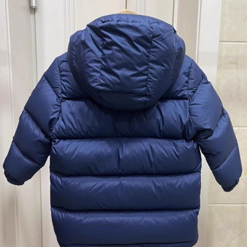 冬装男童女童宝宝羽绒服加厚中长款白鸭绒儿童保暖外套潮黑色充绒