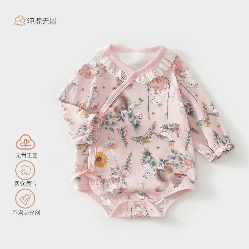 婴儿连体衣四季a类春秋款女宝宝韩版纯棉衣服新生儿包屁衣爬爬服