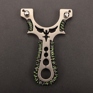 新款 高精度大威力成年人专用平瞄不锈钢8020弹弓扁皮筋快压