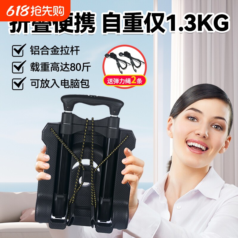 小拉车家用迷你手拉车折叠便携快递车买菜行李拉杆拖车购物车轻便