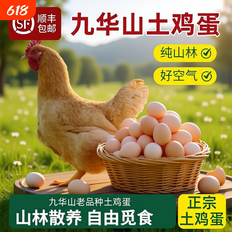 安徽九华山林散养土鸡蛋60枚正宗皖南农家笨鸡蛋皖南柴鸡蛋乌鸡蛋