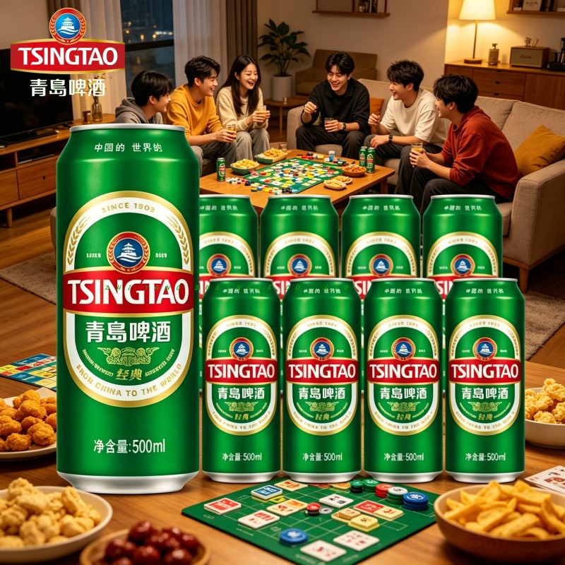常备口粮青岛啤酒经典500ml易拉罐老式大容量酒罐装中浓度饮品