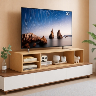 电视机增高架收纳柜电视柜垫高底座加高置物架单层显示器双层原木