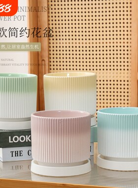 高端陶瓷花盆大号蝴蝶兰吊兰多肉绿植盆栽家用托盘精致桌面植物