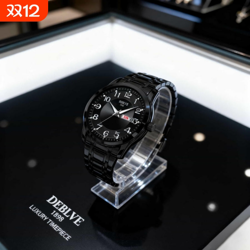 手表男款全自动男表数字双日历防水腕表男机械风全自动防水高级感