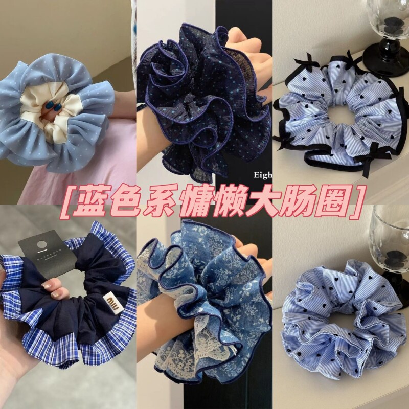 高级慵懒感波点韩系大肠蕾丝少女发圈风扎头发头绳甜美丸子发饰女