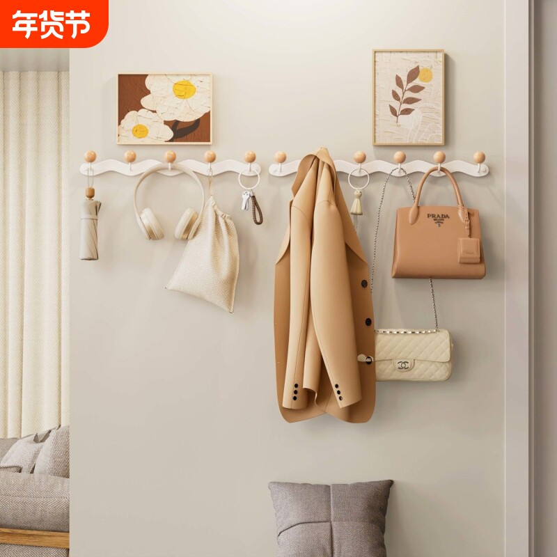 墙上挂衣架卧室免打孔玄关进门口挂钩入户衣架壁挂墙壁门后挂衣钩