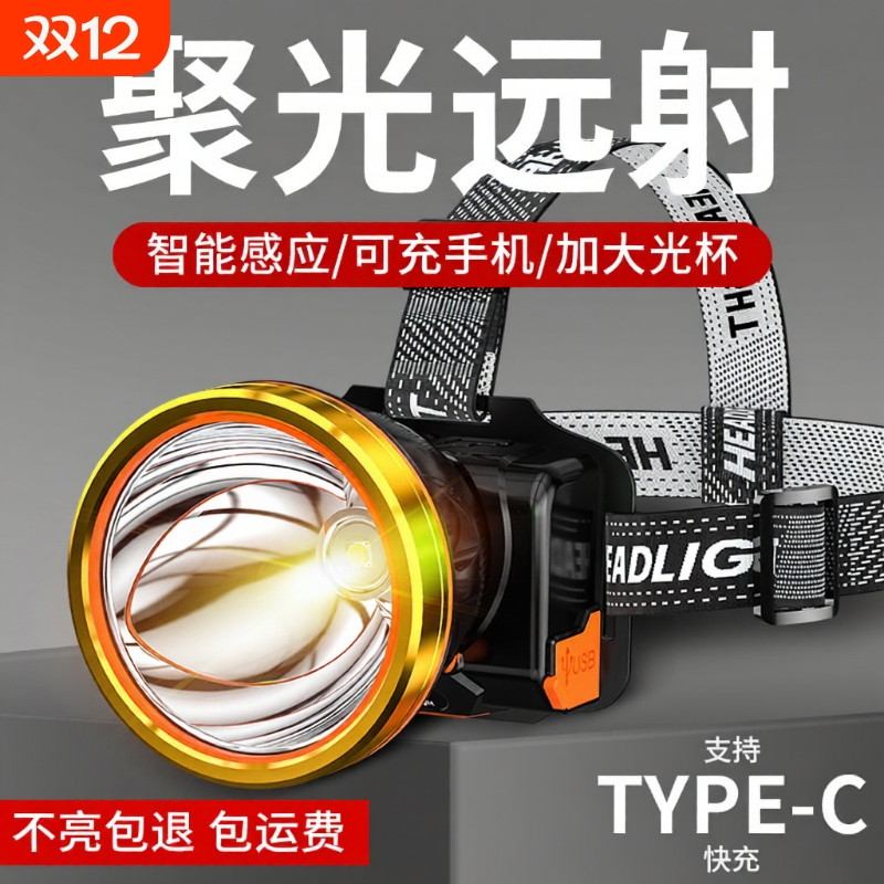 头灯强光充电超亮超长续航矿灯