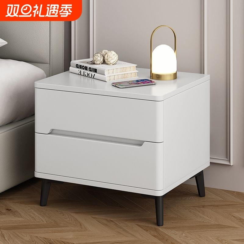 实木烤漆床头柜简约现代卧室家用时尚轻奢小型窄款床边柜储物柜子