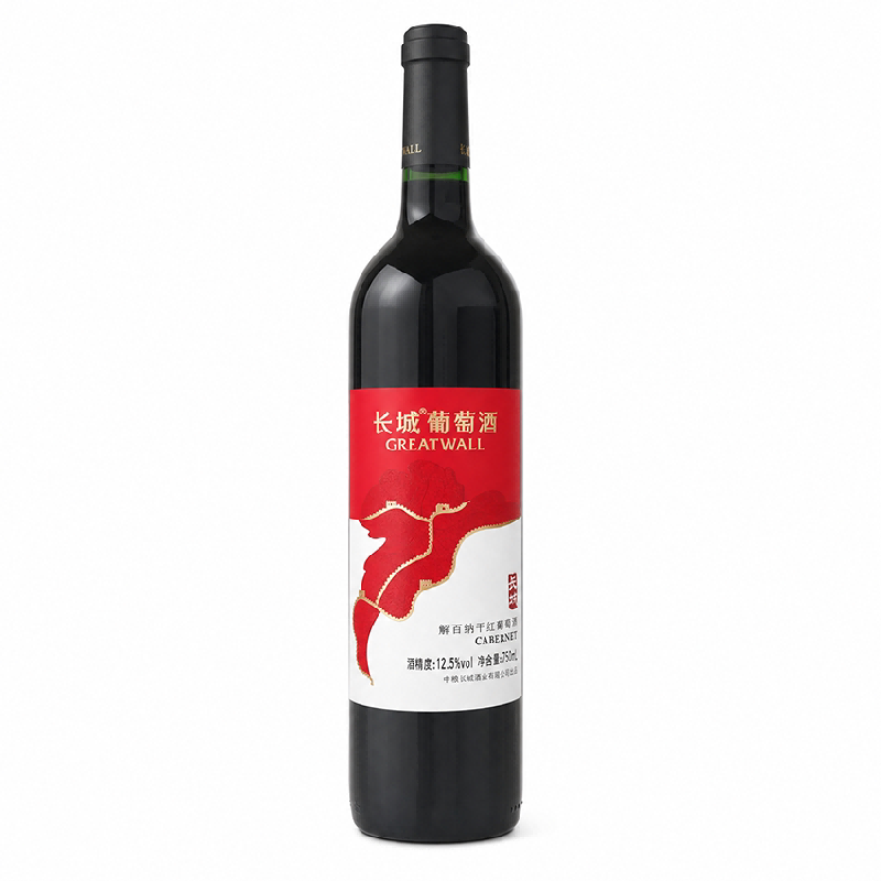 中粮出品长城解百纳干红葡萄酒12.5度750mI国产赤霞珠红酒精选