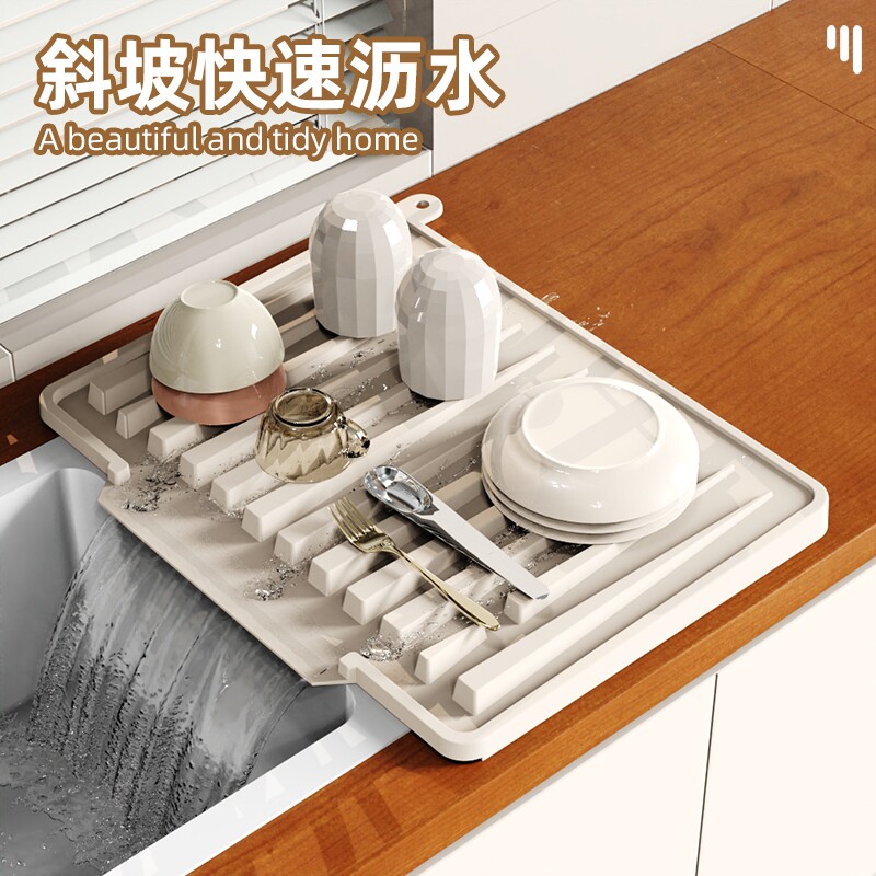 厨房水槽沥水架加厚沥水垫子隔热防烫垫台面沥水篮多功能斜坡收纳