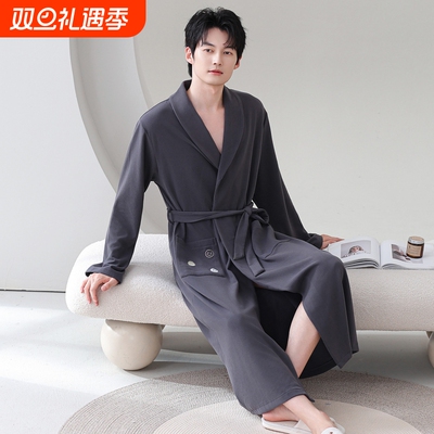 睡衣男款秋冬2025新款睡袍男士德绒加长家居服可外穿沐浴袍加厚