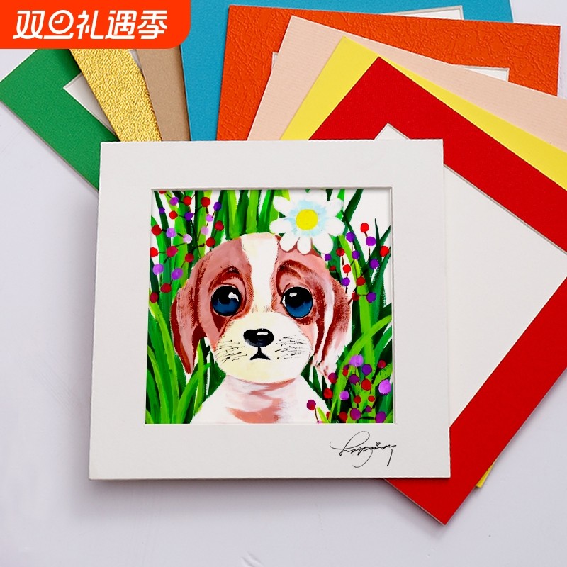 10个装 正方形画框简易儿童画框装裱框水彩油画棒方形剪纸小相框