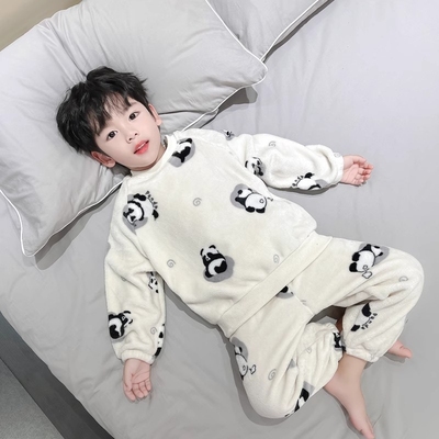 法兰绒卡通风冬季保暖男童家居服