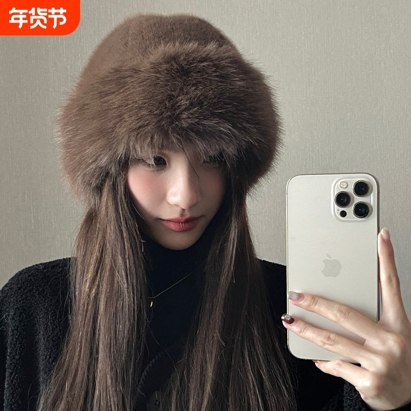 毛绒地主帽女秋冬新款防寒保暖帽子东北盆帽护耳帽显脸小渔夫帽潮,服饰配件/皮带/帽子/围巾,帽子,淘宝优惠券,粉丝福利购,淘宝优惠卷