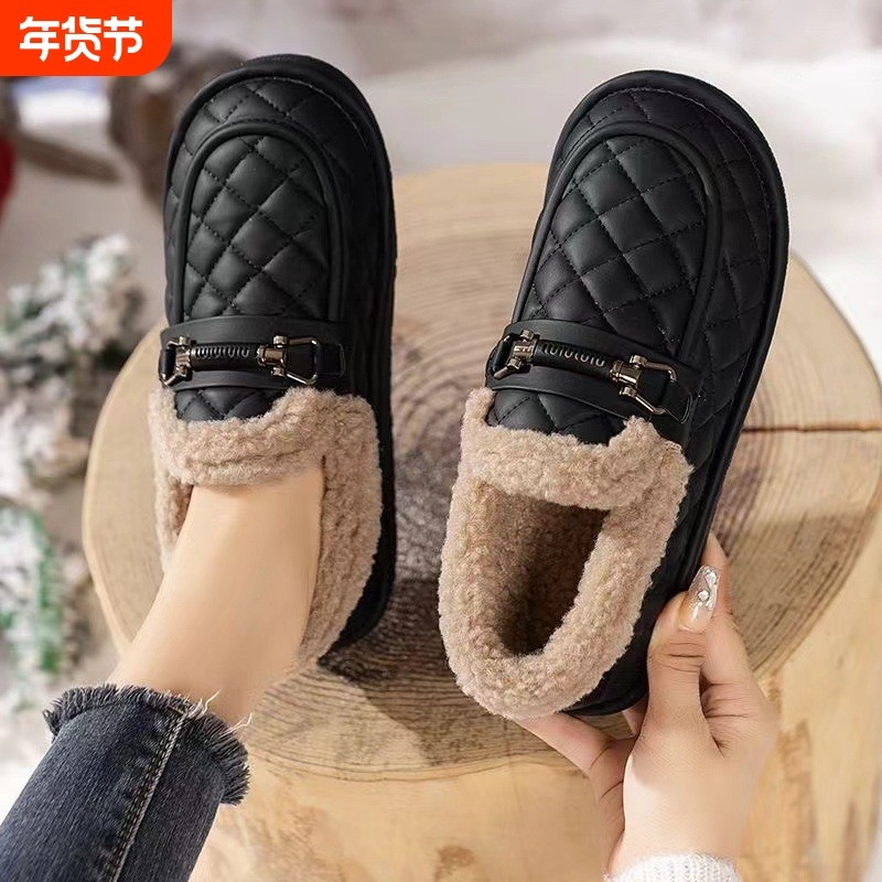老北京棉鞋女冬外穿2025新款加绒加厚一脚蹬乐福鞋时尚保暖豆豆鞋,女鞋,棉鞋,淘宝优惠券,粉丝福利购,淘宝优惠卷