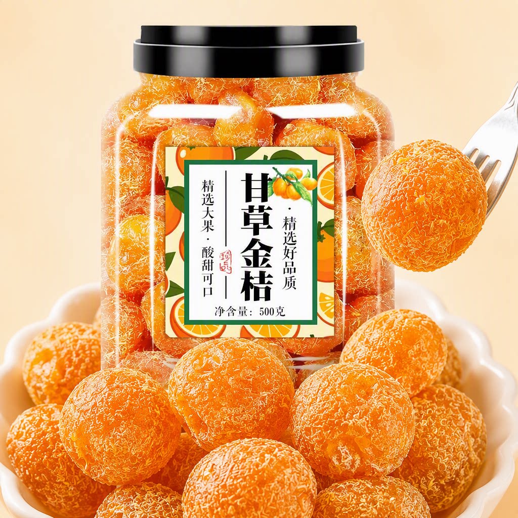 无糖无添加甘草金桔特产雪桔果干蜜饯果脯休闲止咳化痰陈皮解馋图片